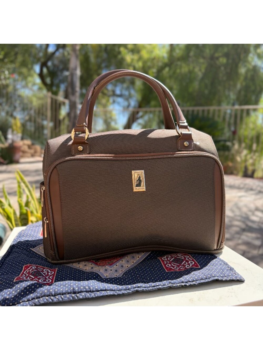 London Fog Brown Classic Weekender Luggage Bag